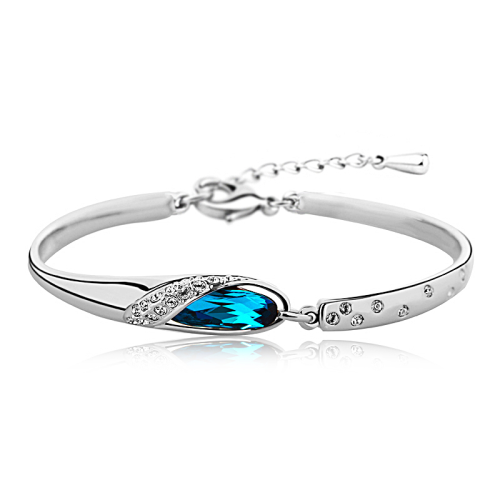 Βραχιόλι Πλατίνα με πέτρες Swarovski BC50007-AQ